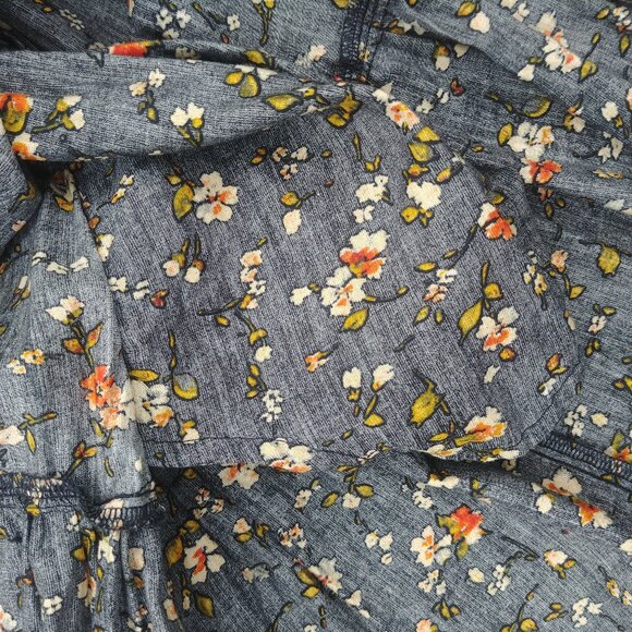 Gap black floral print 100% cotton smocked dress square neckline puffy s… - Picture 13 of 14